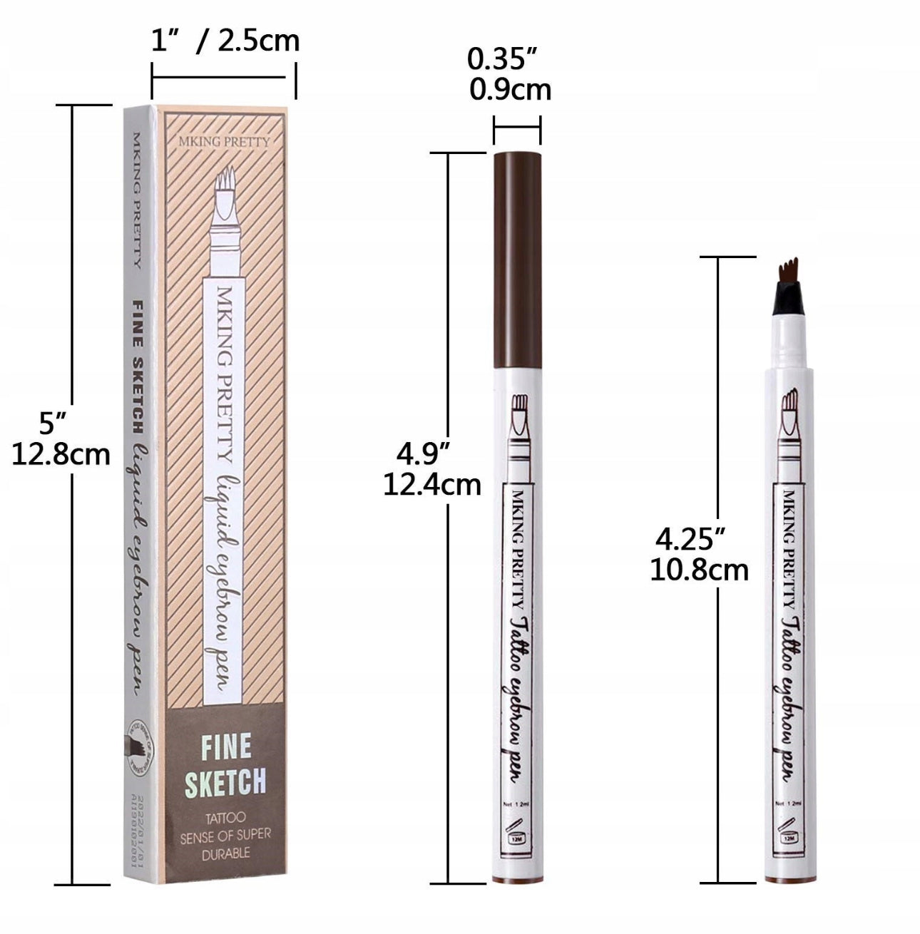 Vanntett microblading øyenbrynspenn i sort farge, med presis 4-tannet applikator for naturlige hårstrøk. Langvarig, smudge-proof formel som holder hele dagen. Perfekt for fyldige, definerte bryn!