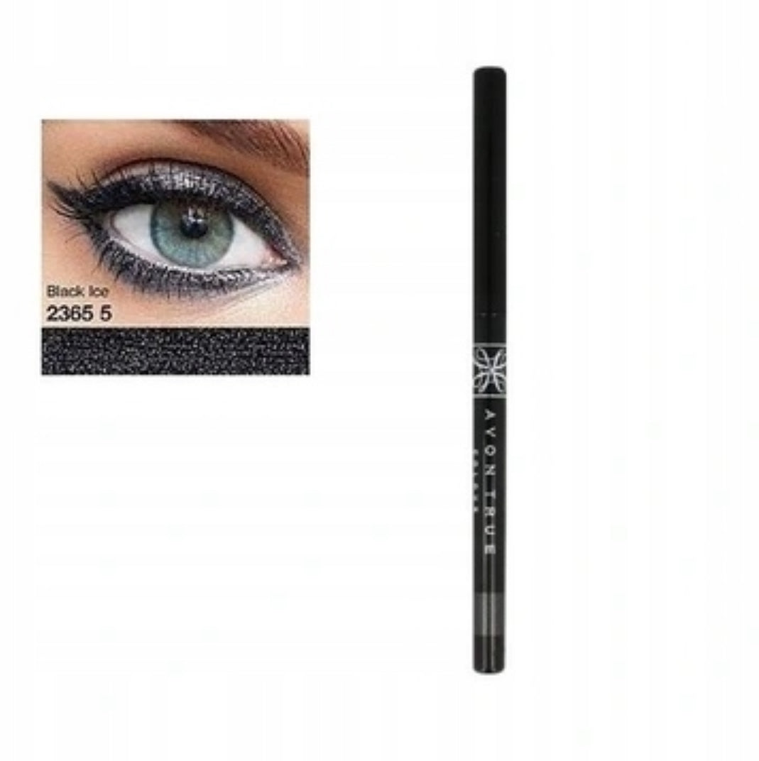 Avon Glimmerstick Diamond Eyeliner – Black Ice | Vannfast og langvarig sort eyeliner med glitrende skimmer. Kremet formel for jevn påføring, twist-up design, ingen sliping nødvendig. Perfekt for en intens og definert look. 0,28 g.