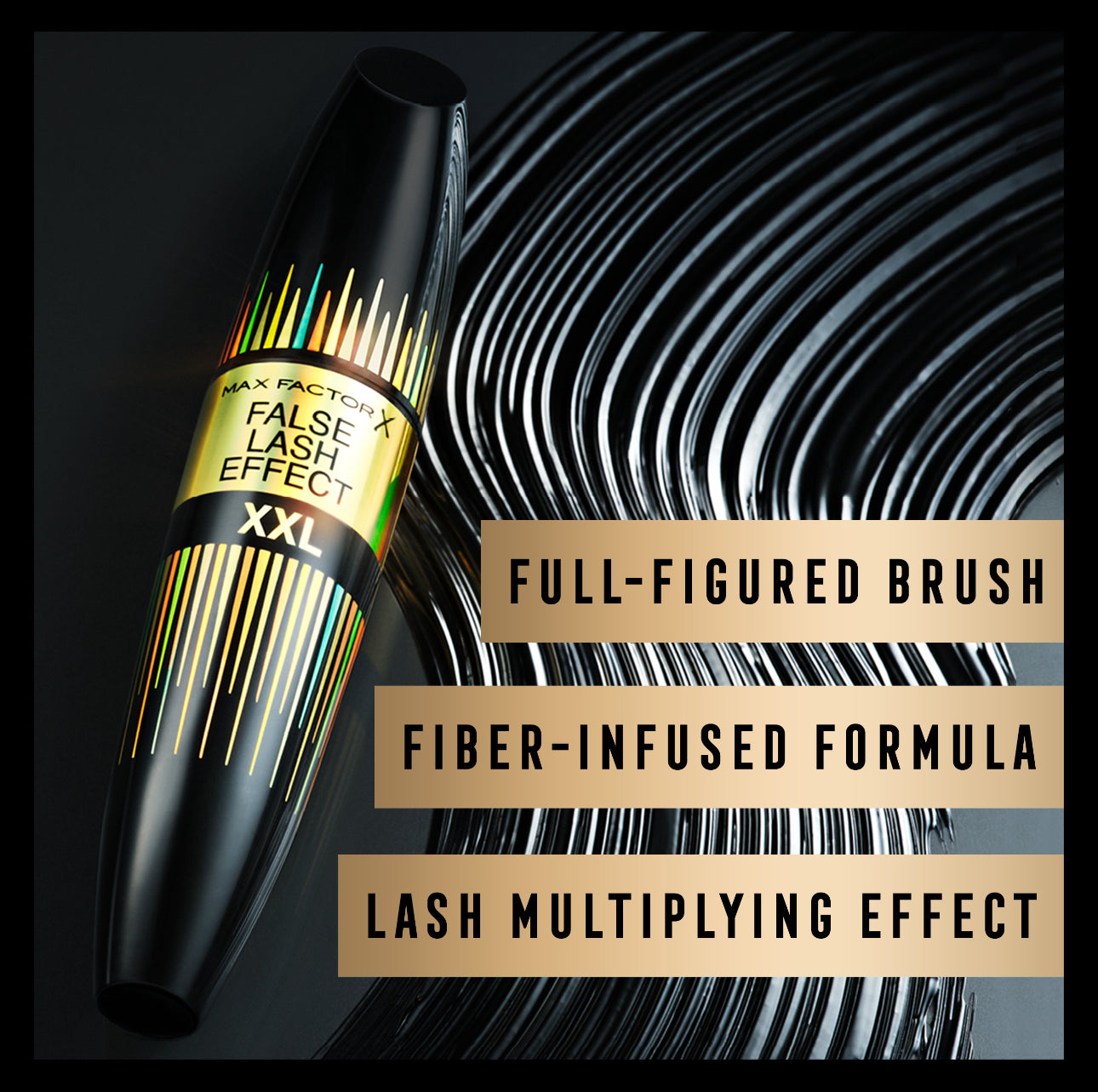 Max Factor False Lash Effect XXL Mascara – 12ml, intens svart. Gir dramatisk volum, ekstra lengde og falske vipper-effekt. Beriket med vitamin E og ricinusolje for sterkere vipper. Klumpefri formel med langvarig hold. Perfekt for et glamorøst øyeutseende.