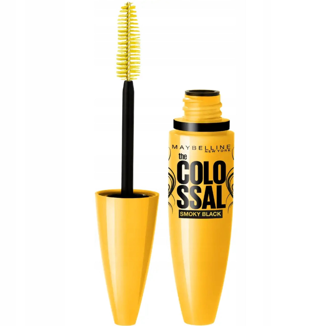 Maybelline Colossal Smoky Black Mascara – svart, 10.7ml. Gir intens volum, fyldige vipper og en dramatisk smokey eye-effekt. Klumpefri formel med lang holdbarhet. Perfekt for et dristig og definert blikk!