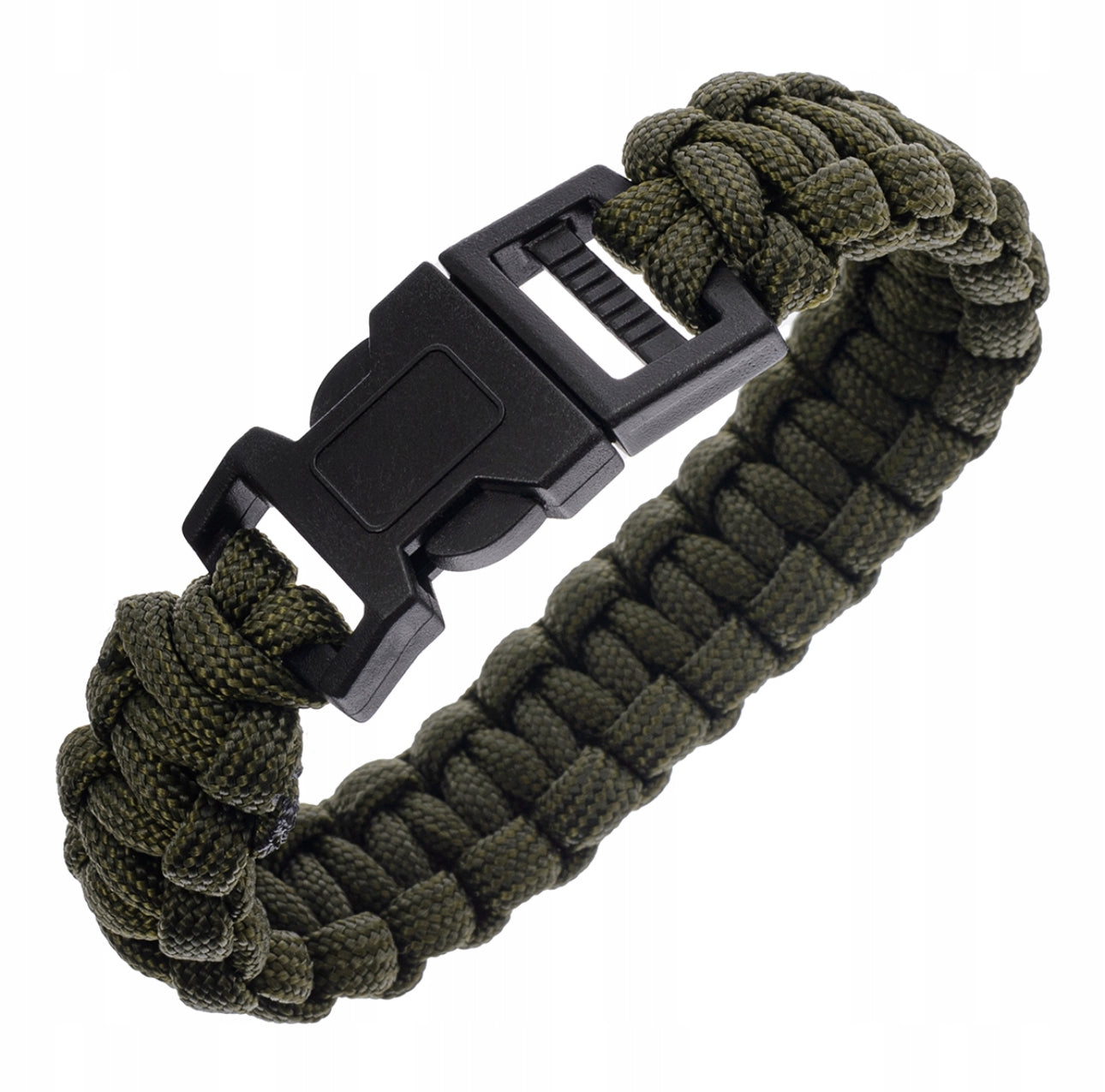 Taktisk survival paracord armbånd 550 – grønn | 21 cm lengde | 5 mm tykkelse | Slitesterk nylon med ABS-klamre | Perfekt for friluft, jakt og bushcraft.