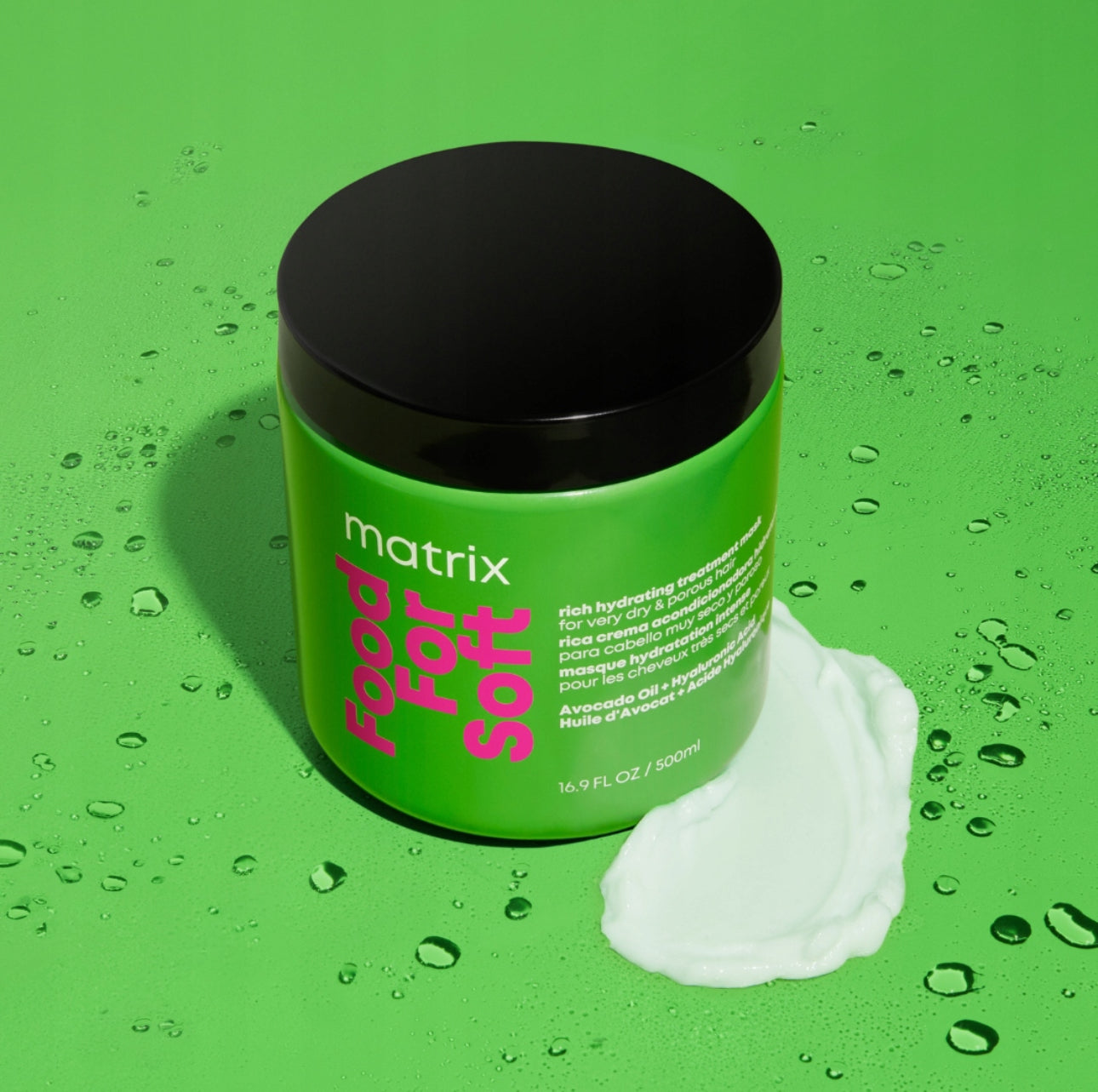 Matrix Food For Soft hårmaske 500ml – Intens fuktighetsgivende maske for tørt og porøst hår. Beriket med avokadoolje og hyaluronsyre for langvarig næring og silkemyk finish.