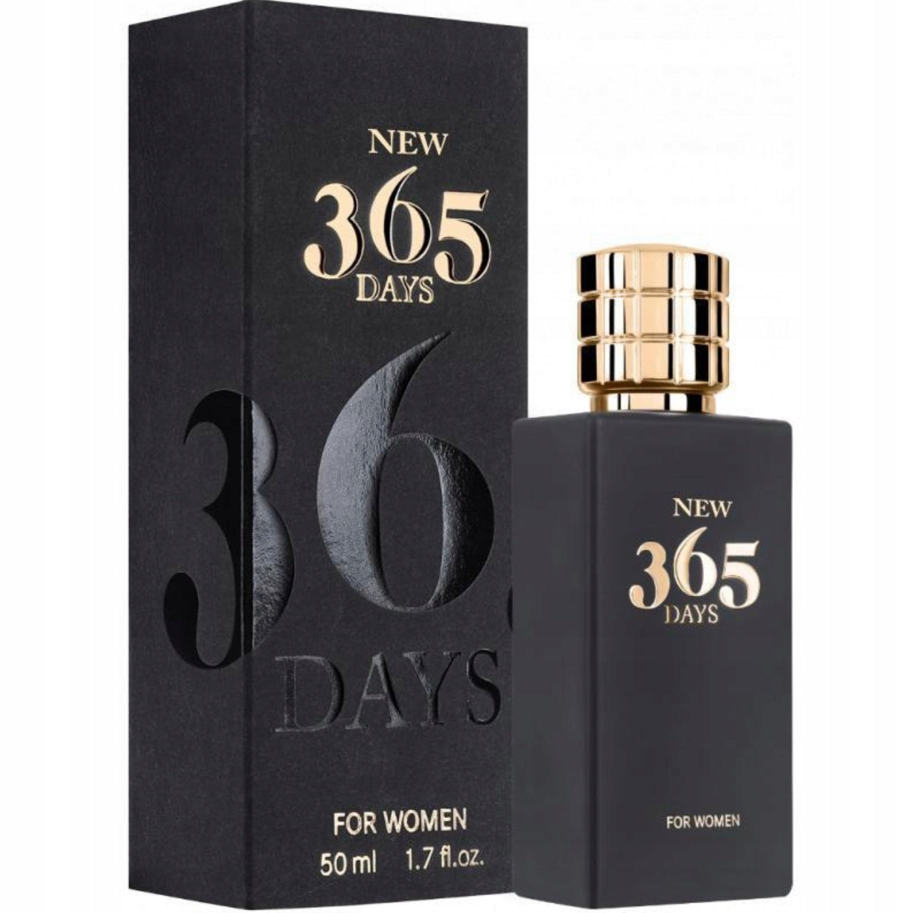 New 365 Days parfyme for kvinner – 50 ml. Eksklusiv dameparfyme med orientalske og blomsteraktige noter. Elegant svart flaske med gull-detaljer. Inneholder noter av bergamott, jasmin, sedertre og vanilje for en sofistikert og langvarig duftopplevelse. Perfekt til hverdagsbruk og spesielle anledninger.