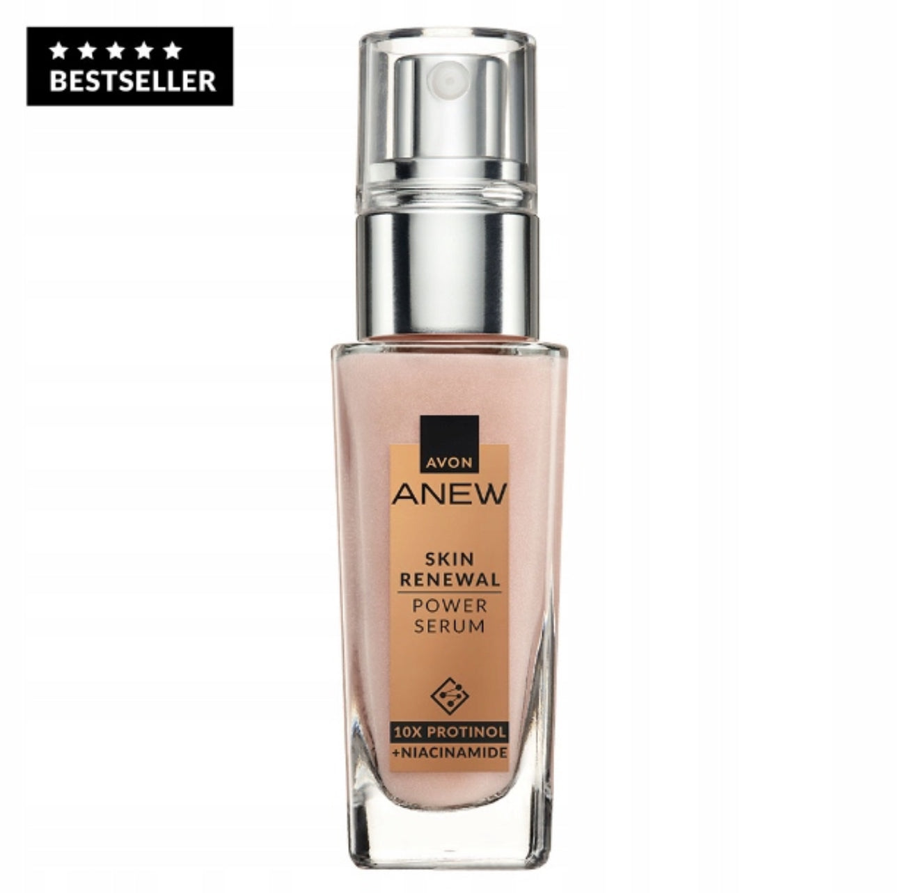 Avon Anew Power Serum 30 ml – hudfornyende serum med Protinol™ og niacinamid. Luksuriøs glassflaske med praktisk pumpe. Effektiv anti-aging formula for fast, glødende hud.