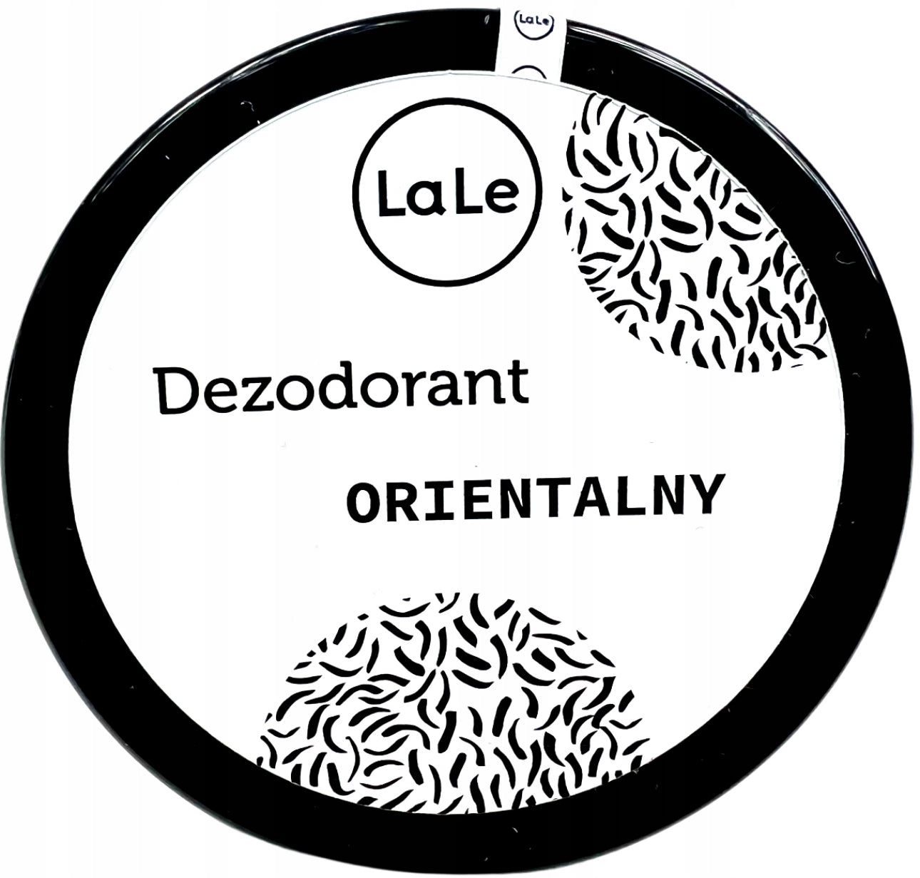 La-Le Naturlig Deodorant Oriental 50ml – Aluminiumfri, Vegansk og Miljøvennlig. Kremdeodorant i sort og hvit glasskrukke med økologiske ingredienser som kokosolje, sheasmør og bivoks. Absorberer svette og gir langvarig friskhet med orientalsk duft. Perfekt for sensitiv hud.