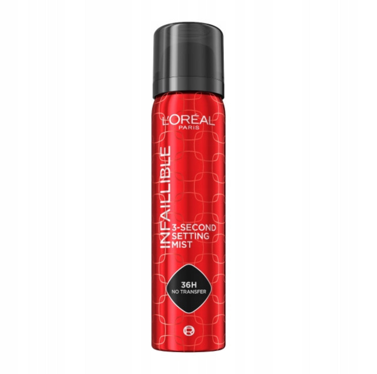 L’Oréal Paris Infaillible 3-Second Setting Mist, 75ml – Rød flaske. Langvarig sminkefiksering opp til 36 timer, vannfast og lett formula som forhindrer sminkeoverføring. Perfekt for alle hudtyper.