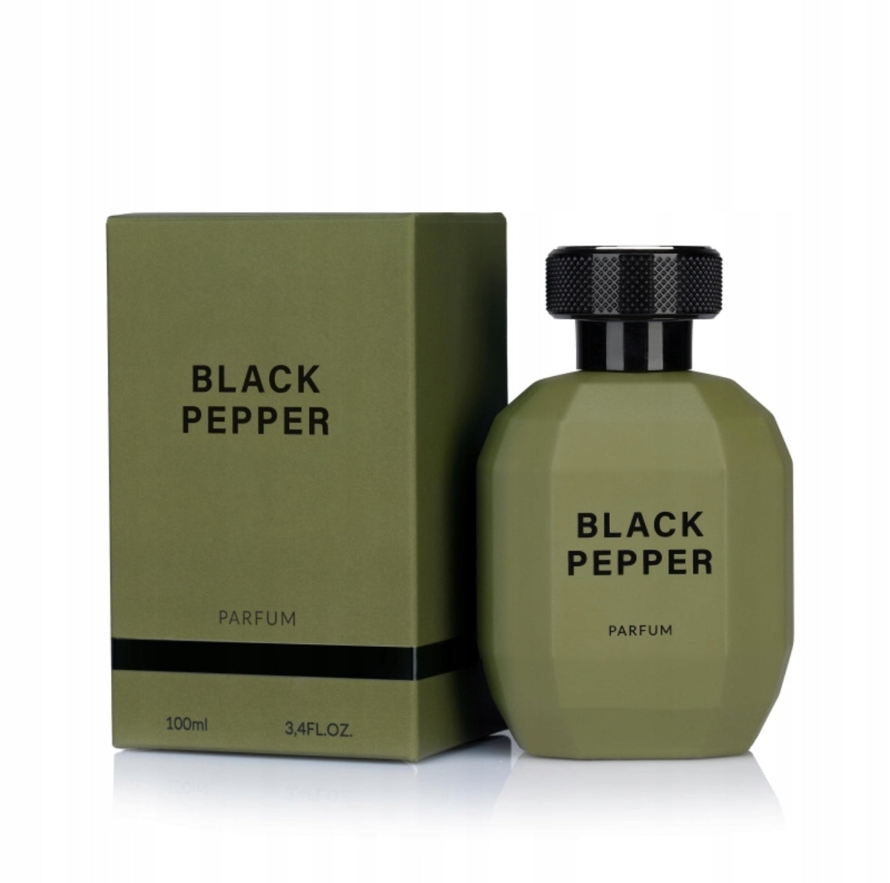 Black Pepper Eau de Parfum for Men 100ml – en elegant og maskulin herreparfyme med krydrede noter av sort pepper, bergamott og vetiver. Eksklusiv svart flaske med metallisk kork for en luksuriøs opplevelse. Perfekt for både hverdagsbruk og spesielle anledninger.