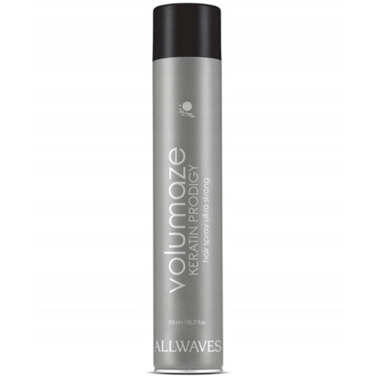 Allwaves Volumaze Keratin Prodigy Ultra Strong Hairspray – 750 ml profesjonell hårspray med keratin, ekstra sterkt hold, volumgivende formel og glansforsterkende effekt. Perfekt for alle hårtyper, beskytter mot frizz og gir langvarig styling.