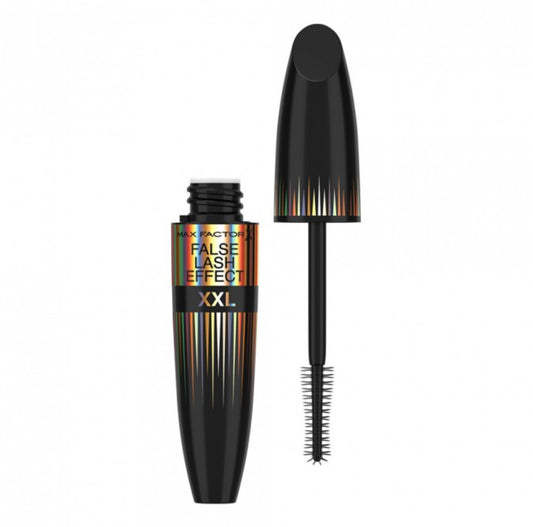 Max Factor False Lash Effect XXL Mascara – 12ml, intens svart. Gir dramatisk volum, ekstra lengde og falske vipper-effekt. Beriket med vitamin E og ricinusolje for sterkere vipper. Klumpefri formel med langvarig hold. Perfekt for et glamorøst øyeutseende.