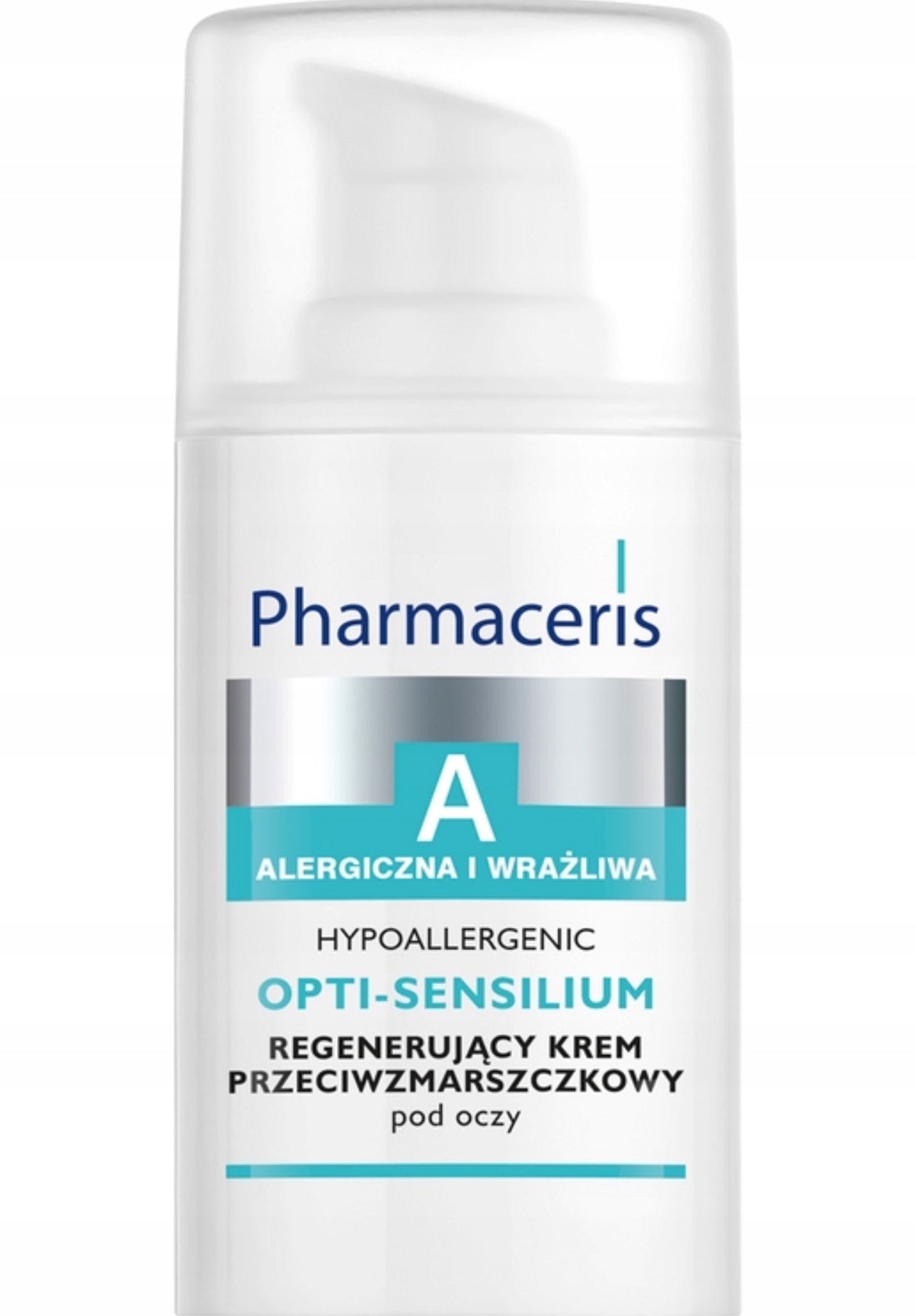 Pharmaceris A Opti-Sensilium regenererende øyekrem 15 ml – hypoallergen krem for sensitiv og allergisk hud. Inneholder hyaluronsyre, vitamin E og niacinamid for intens fuktighet, rynkereduksjon og beskyttelse. Dermatologisk testet, uten parabener og duftstoffer.